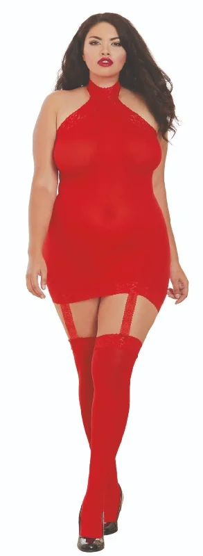 Sexy Valentine's Day dresses for a romantic dateSexy Valentine's Day dresses for a romantic datePlus Size Garter Bodystocking Dress with Thigh Highs