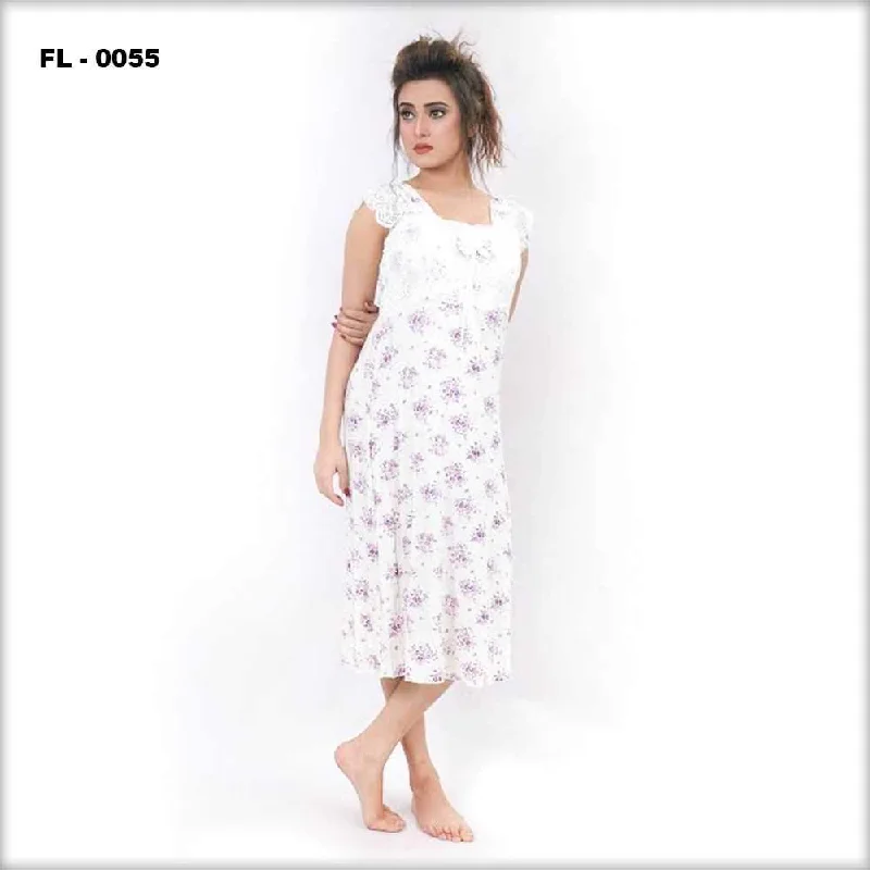 Sexy Christmas dresses for a festive occasionSexy Christmas dresses for a festive occasionWhite With Purple Flower Print Flourish Women Nightdress - FL-0055